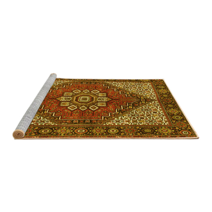 Sideview of Machine Washable Persian Yellow Traditional Rug, wshtr3551yw