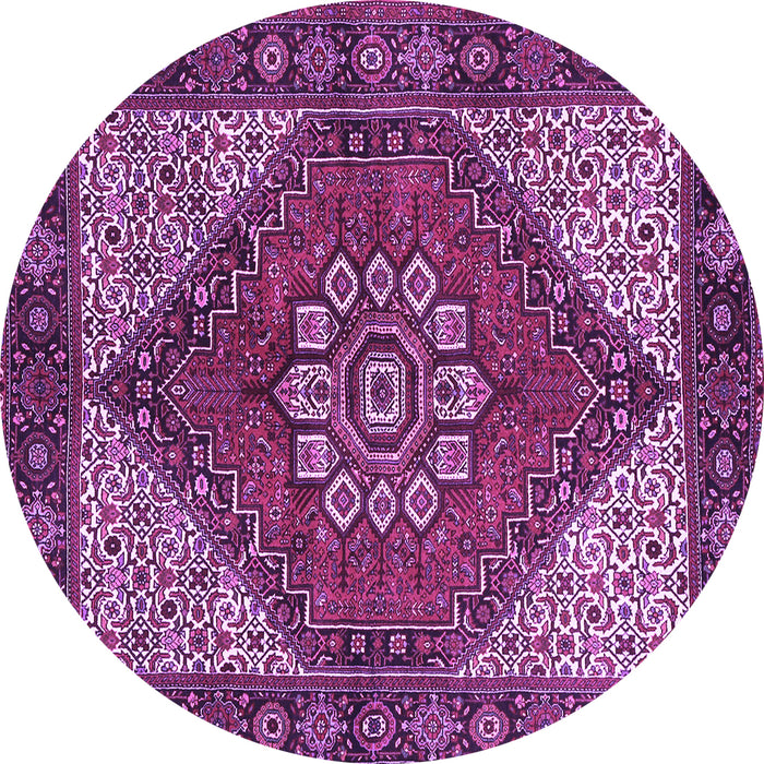 Round Machine Washable Persian Purple Traditional Area Rugs, wshtr3551pur