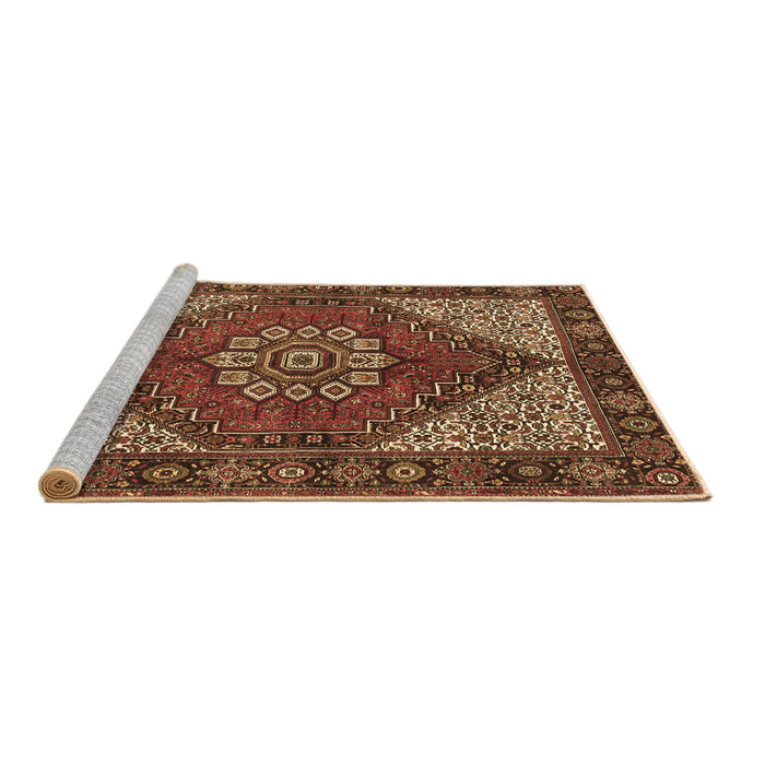 Sideview of Machine Washable Persian Brown Traditional Rug, wshtr3551brn
