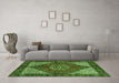 Machine Washable Persian Green Traditional Area Rugs in a Living Room,, wshtr3551grn