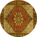 Round Machine Washable Persian Yellow Traditional Rug, wshtr3551yw