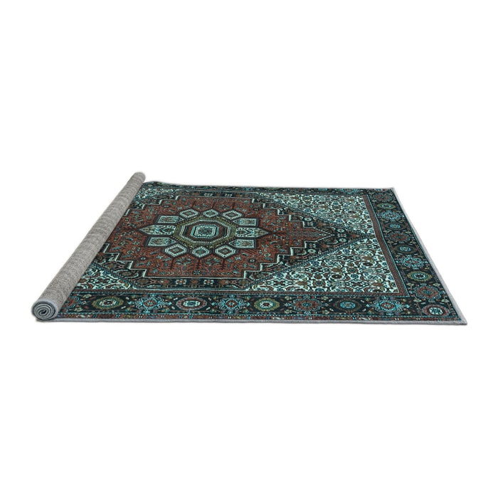 Sideview of Machine Washable Persian Light Blue Traditional Rug, wshtr3551lblu
