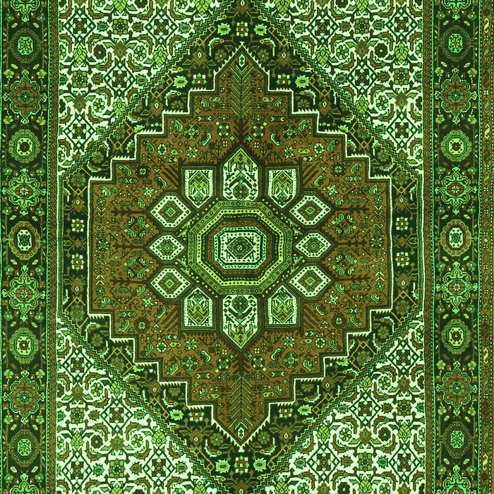Serging Thickness of Machine Washable Persian Green Traditional Area Rugs, wshtr3551grn