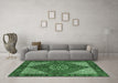 Machine Washable Persian Emerald Green Traditional Area Rugs in a Living Room,, wshtr3551emgrn