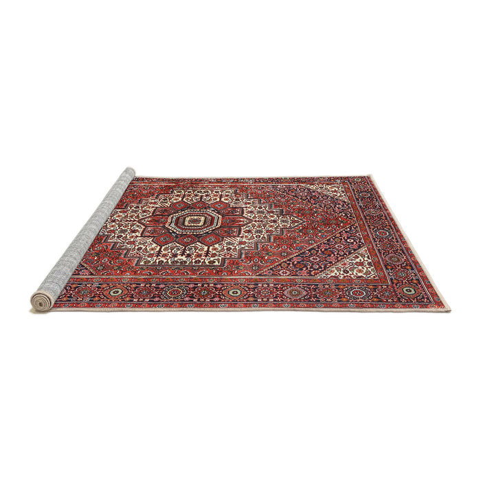 Sideview of Machine Washable Traditional Tomato Red Rug, wshtr3552