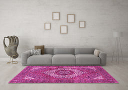 Machine Washable Persian Pink Traditional Rug in a Living Room, wshtr3552pnk
