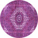 Round Machine Washable Persian Purple Traditional Area Rugs, wshtr3552pur