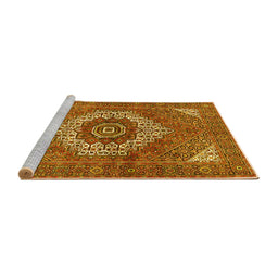 Sideview of Machine Washable Persian Yellow Traditional Rug, wshtr3552yw
