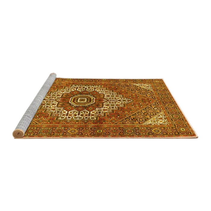 Sideview of Machine Washable Persian Yellow Traditional Rug, wshtr3552yw
