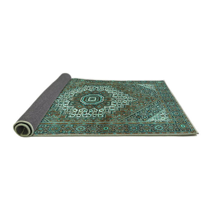 Sideview of Persian Turquoise Traditional Rug, tr3552turq