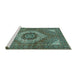 Sideview of Machine Washable Persian Turquoise Traditional Area Rugs, wshtr3552turq