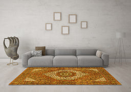 Machine Washable Persian Yellow Traditional Rug in a Living Room, wshtr3552yw