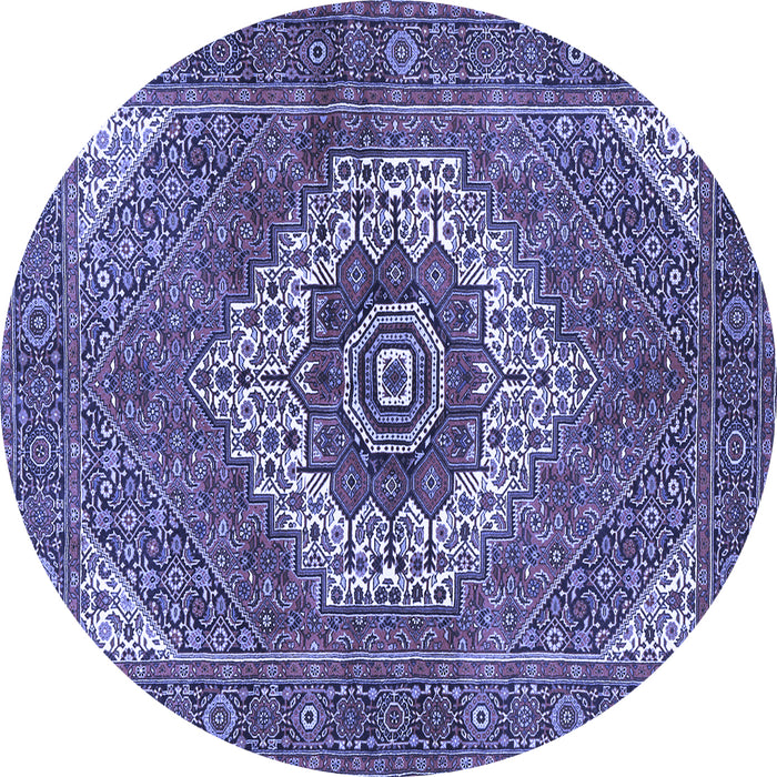 Round Machine Washable Persian Blue Traditional Rug, wshtr3552blu