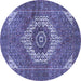 Round Machine Washable Persian Blue Traditional Rug, wshtr3552blu