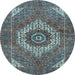 Round Persian Light Blue Traditional Rug, tr3552lblu