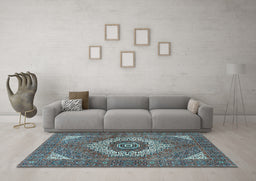 Machine Washable Persian Light Blue Traditional Rug in a Living Room, wshtr3552lblu