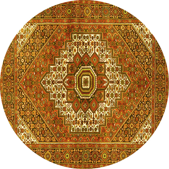 Round Persian Yellow Traditional Rug, tr3552yw