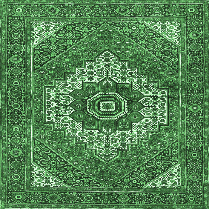 Square Persian Emerald Green Traditional Rug, tr3552emgrn