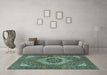 Machine Washable Persian Turquoise Traditional Area Rugs in a Living Room,, wshtr3552turq