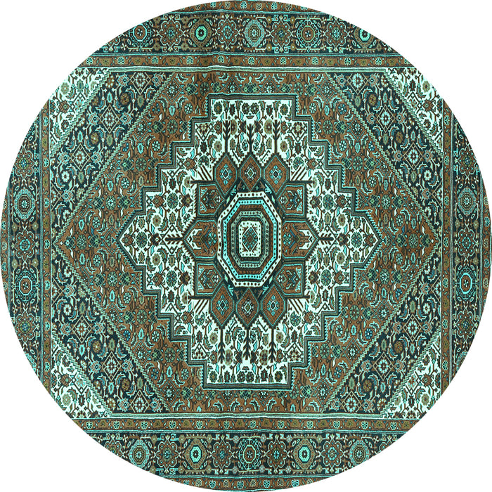 Round Persian Turquoise Traditional Rug, tr3552turq