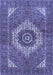 Machine Washable Persian Blue Traditional Rug, wshtr3552blu