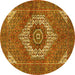 Round Machine Washable Persian Yellow Traditional Rug, wshtr3552yw