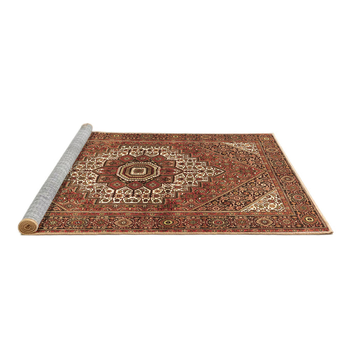 Sideview of Machine Washable Persian Brown Traditional Rug, wshtr3552brn