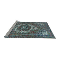 Sideview of Machine Washable Persian Light Blue Traditional Rug, wshtr3552lblu
