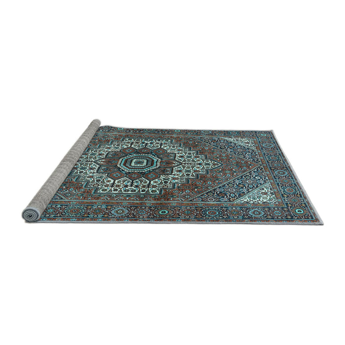 Sideview of Machine Washable Persian Light Blue Traditional Rug, wshtr3552lblu