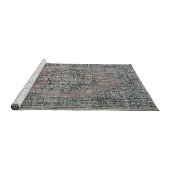 Sideview of Machine Washable Traditional Dark Gray Rug, wshtr3553