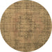 Round Persian Brown Traditional Rug, tr3553brn