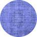 Round Persian Blue Traditional Rug, tr3553blu