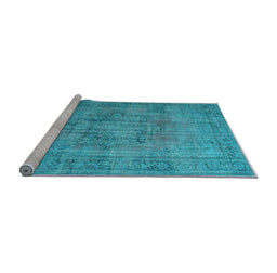 Sideview of Machine Washable Persian Light Blue Traditional Rug, wshtr3553lblu