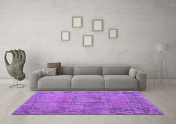 Machine Washable Persian Purple Traditional Area Rugs in a Living Room, wshtr3553pur