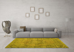 Machine Washable Persian Yellow Traditional Rug in a Living Room, wshtr3553yw