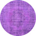 Round Persian Purple Traditional Rug, tr3553pur