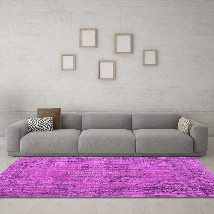 Machine Washable Persian Pink Traditional Rug in a Living Room, wshtr3553pnk