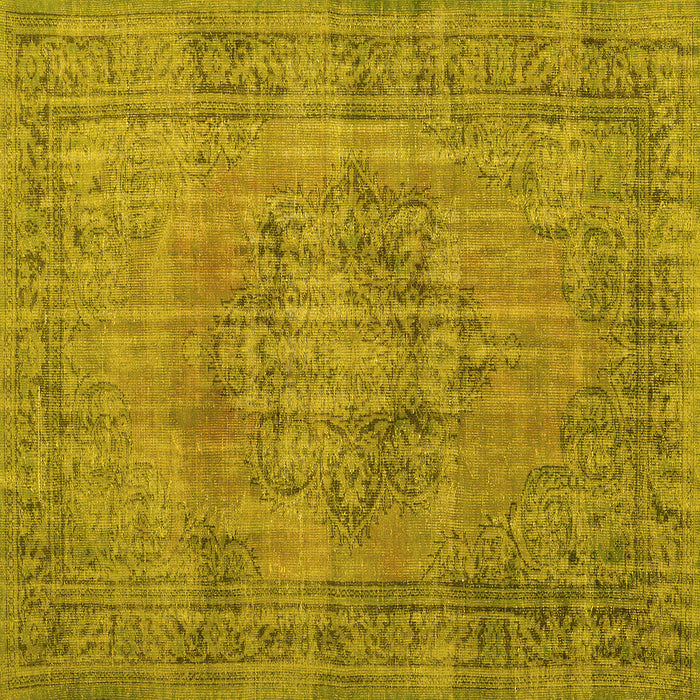 Square Machine Washable Persian Yellow Traditional Rug, wshtr3553yw