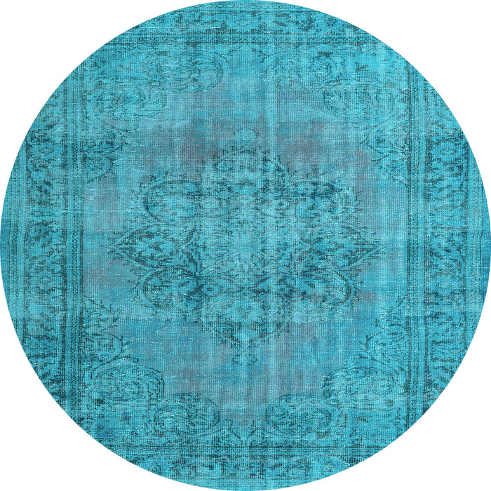 Round Persian Light Blue Traditional Rug, tr3553lblu