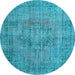 Round Persian Light Blue Traditional Rug, tr3553lblu