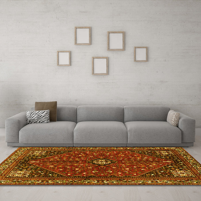 Machine Washable Persian Yellow Traditional Rug in a Living Room, wshtr3554yw