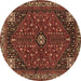 Round Machine Washable Persian Brown Traditional Rug, wshtr3554brn