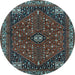 Round Machine Washable Persian Light Blue Traditional Rug, wshtr3554lblu