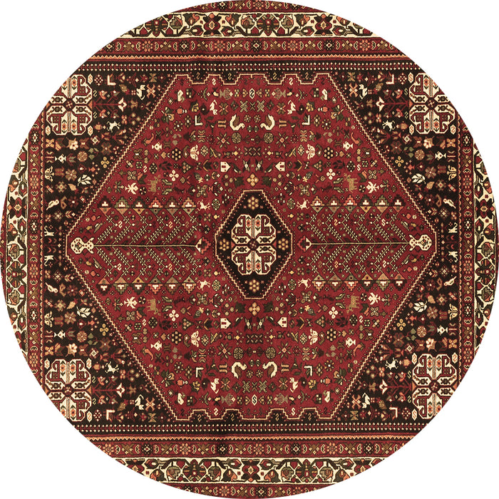Round Persian Brown Traditional Rug, tr3554brn