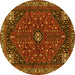 Round Persian Yellow Traditional Rug, tr3554yw