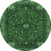 Round Persian Emerald Green Traditional Rug, tr3554emgrn