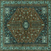 Square Machine Washable Persian Turquoise Traditional Area Rugs, wshtr3554turq