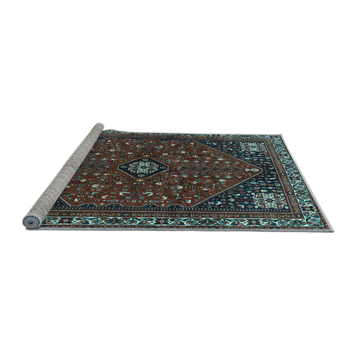 Sideview of Machine Washable Persian Light Blue Traditional Rug, wshtr3554lblu