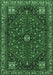 Machine Washable Persian Emerald Green Traditional Area Rugs, wshtr3554emgrn