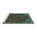 Sideview of Machine Washable Persian Turquoise Traditional Area Rugs, wshtr3554turq